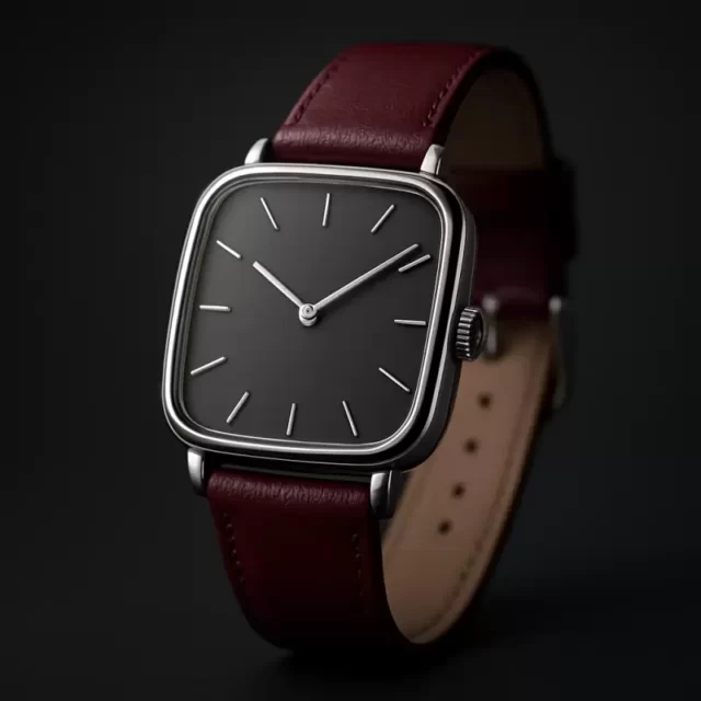 Square Burgundy Leather
